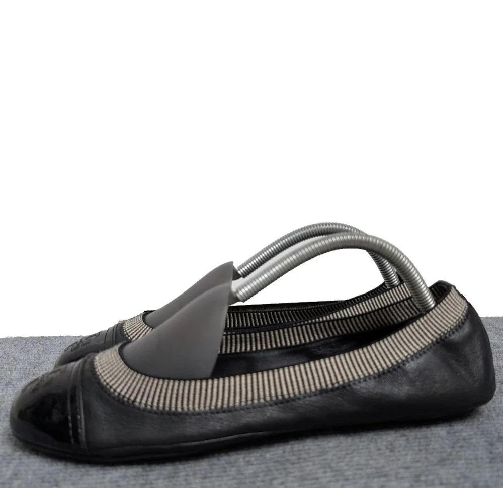 Tory Burch Gabby Scrunch Ballet Flat Women 10 Black Leather Minimal Quiet Luxe